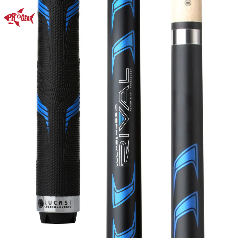 Lucasi Hybrid Rival Pool Cue – Black & Metallic Blue Matte Finish with Rival G5 Grip (LHRV21)