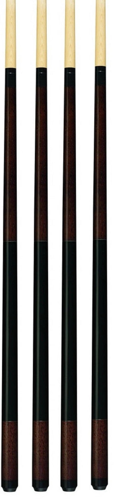 Players Energy Custom 2-Piece Pool Cues Set of 4 - 58" House Billiard Cues with Hard Leather Tips, Weights 18-21oz + Bonus 12 Pk Masters Chalk