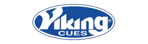 Viking Cues logo with stylized blue and black design on transparent background