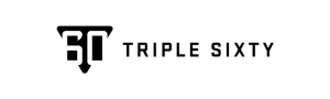 Triple Sixty logo with elegant black and purple icon and stylized text