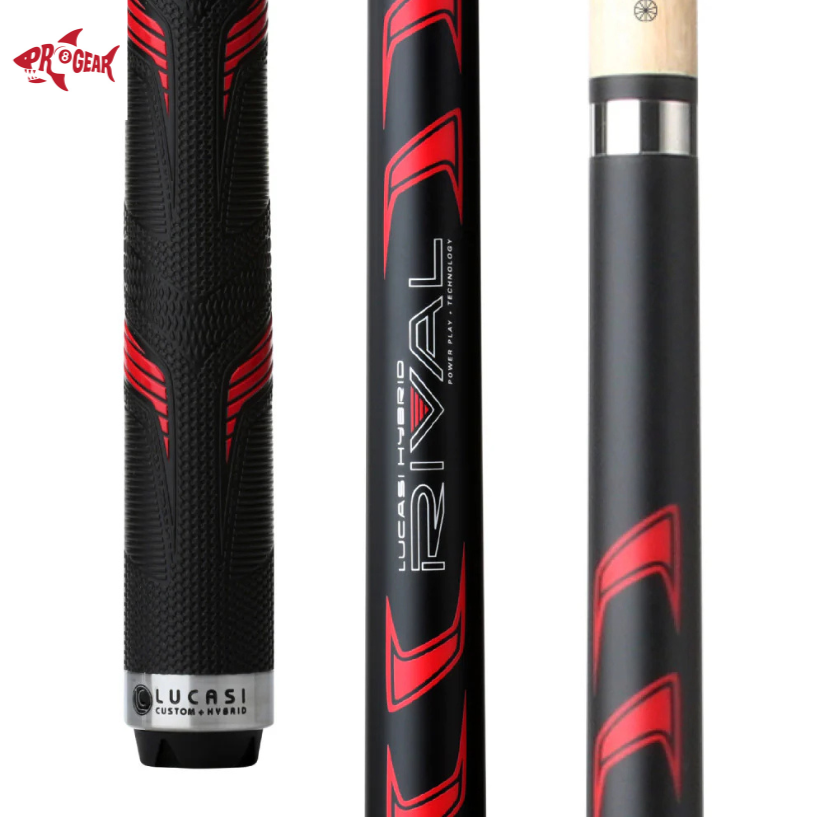 Lucasi Hybrid Rival Pool Cue - Black & Metallic Red Matte Finish with Rival G5 Grip (LHRV23)