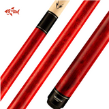 Red wooden Valhalla Viking pool cue with black and beige accents and Pro 8 Gear logo