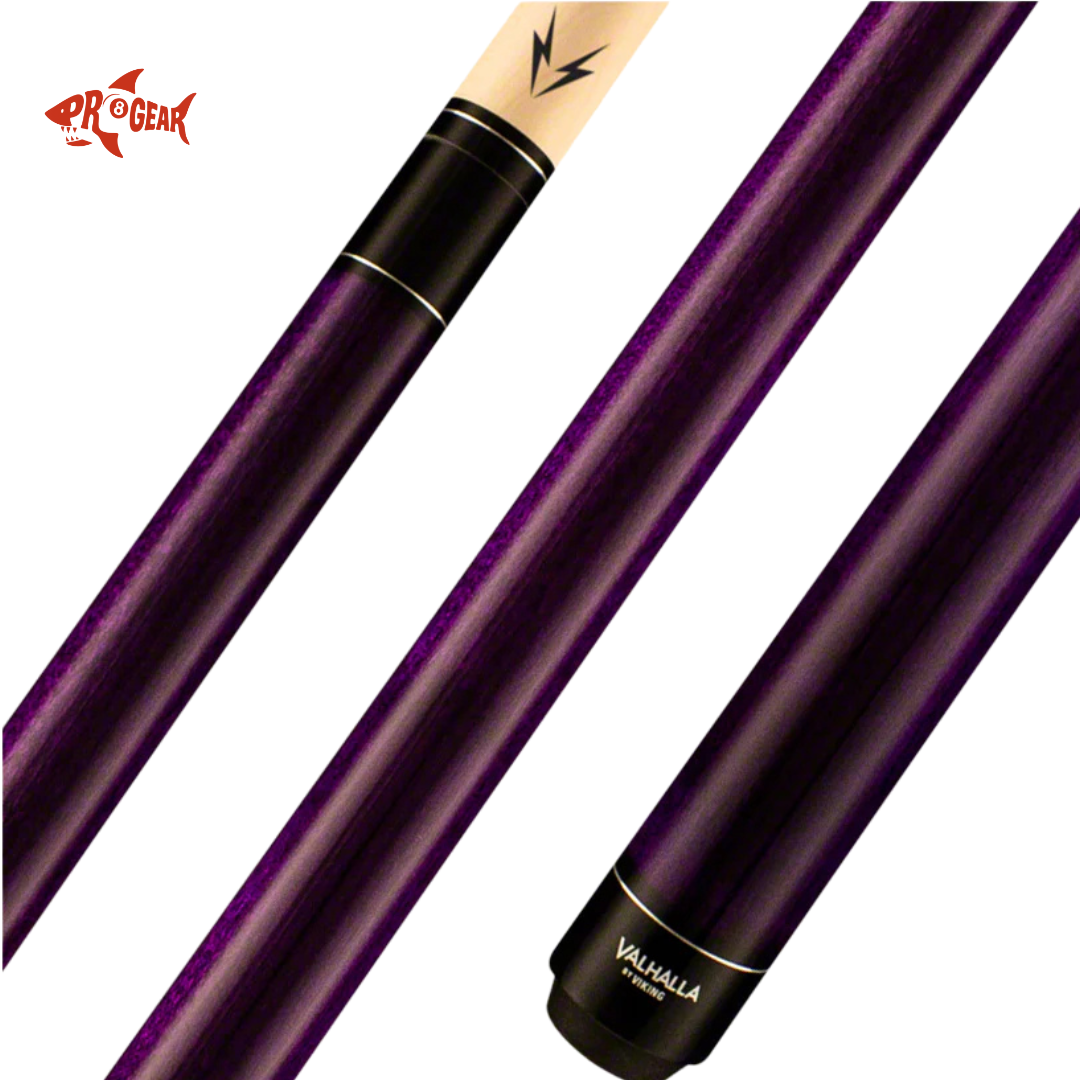 Pro Gear Valhalla Viking purple and black billiard pool cue with lightning bolt design