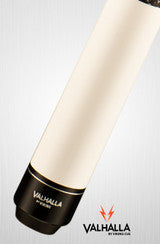 Valhalla VA118 cue shaft with smooth cream finish and black joint collar featuring gold logo
