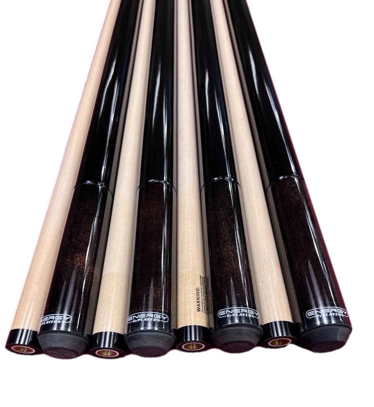 Players Energy Custom 2-Piece Pool Cues Set of 4 - 58" House Billiard Cues with Hard Leather Tips, Weights 18-21oz + Bonus 12 Pk Masters Chalk